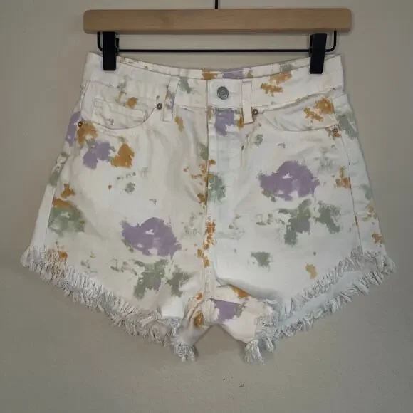 Wild Fable White Tie-Dye Fringe Highest Rise Shorts - Size 2 - Picture 1 of 7